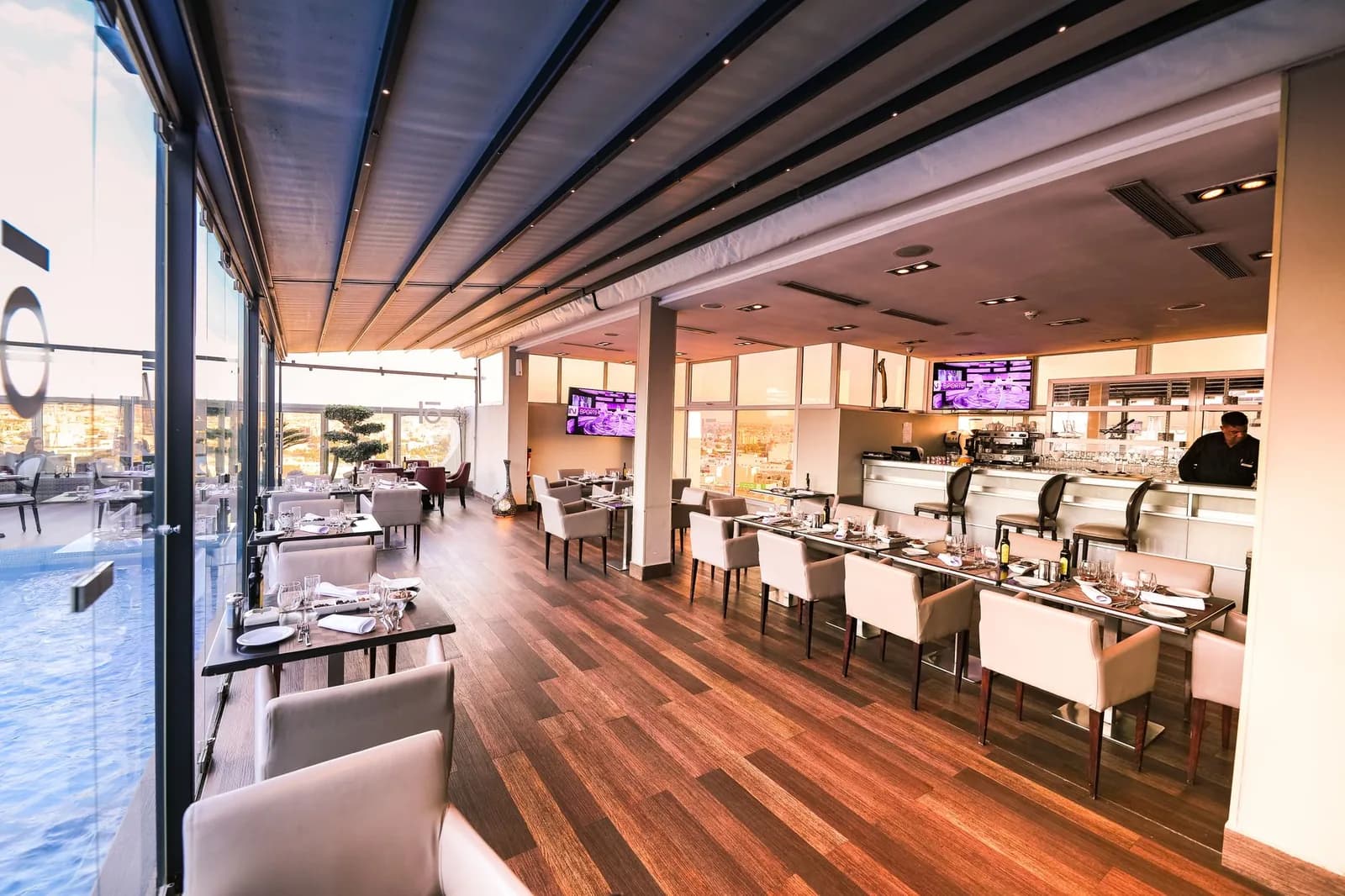 Retail-to-restaurant fit-out, warm brick